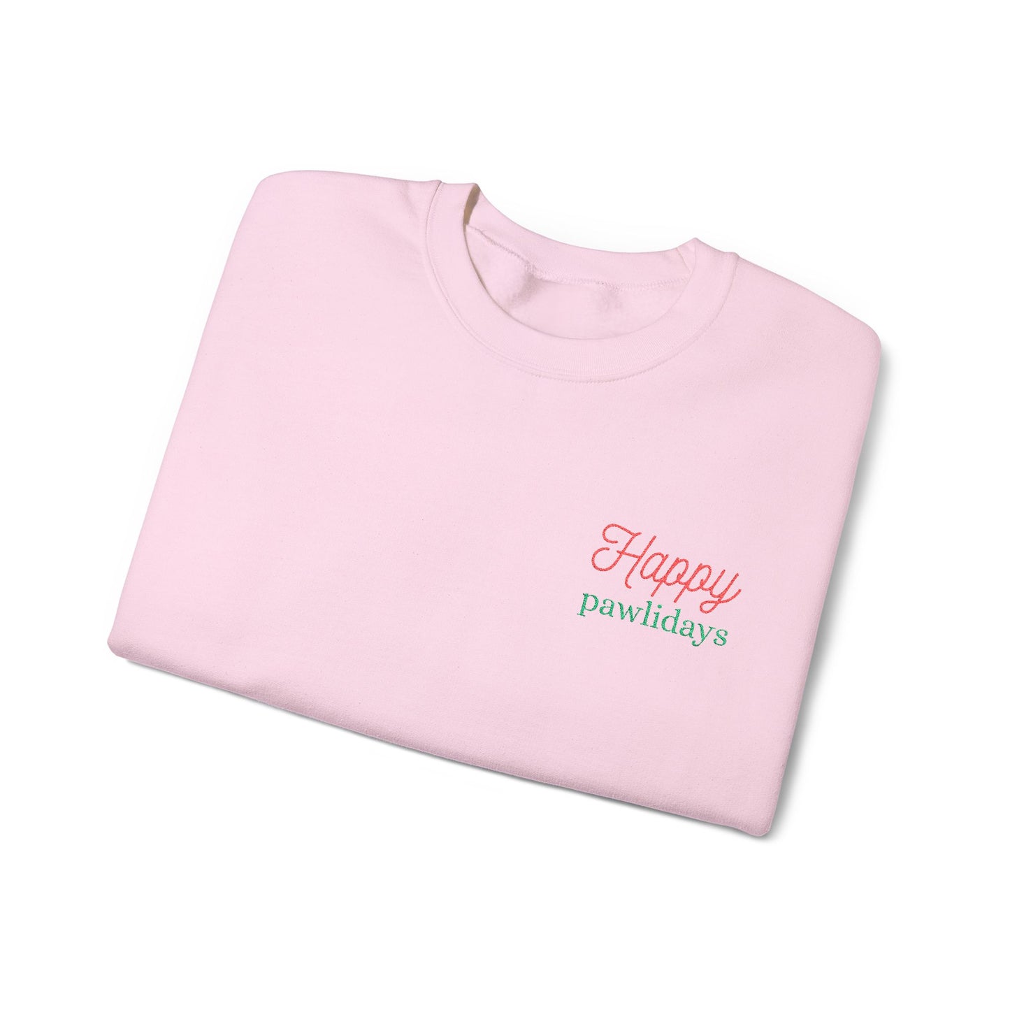 Crewneck Sweatshirt — 'Happy Paw-lidays' Cute Pet Holiday Graphic