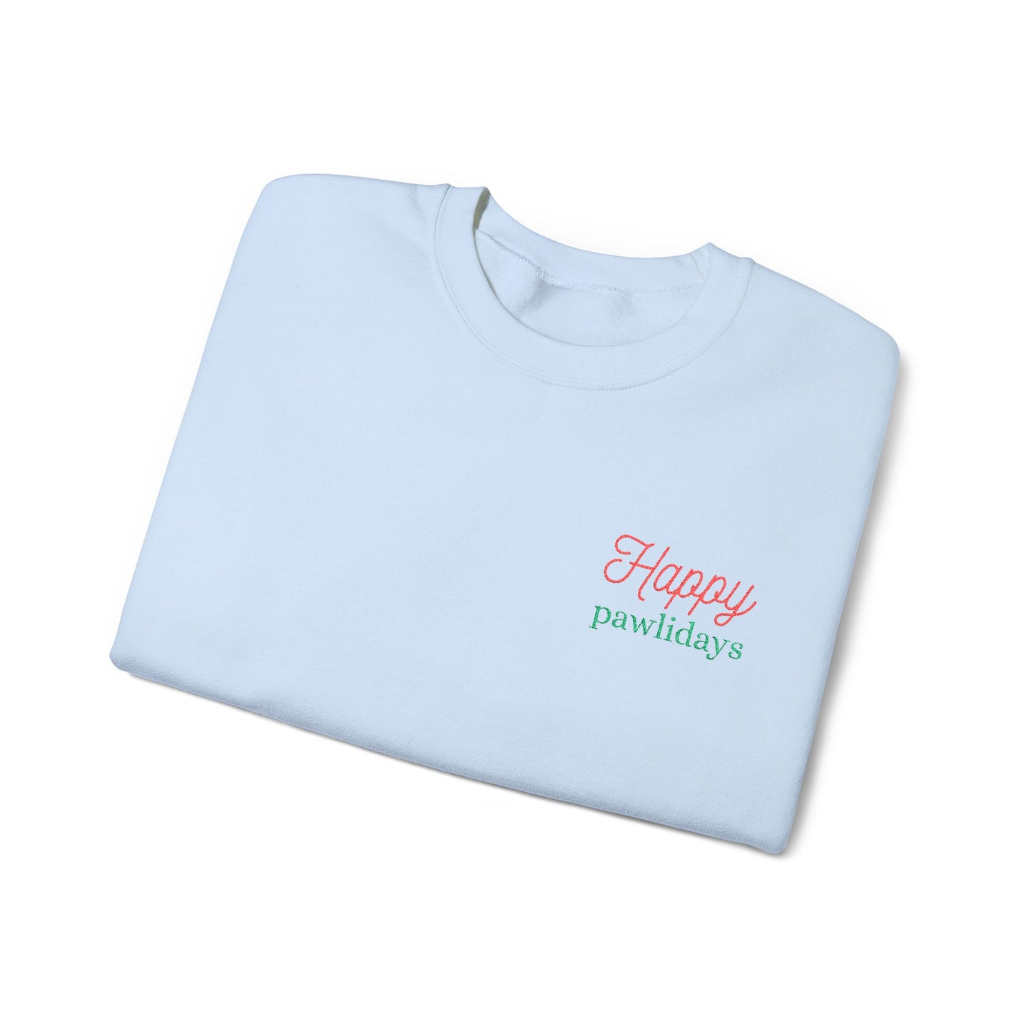 Crewneck Sweatshirt — 'Happy Paw-lidays' Cute Pet Holiday Graphic