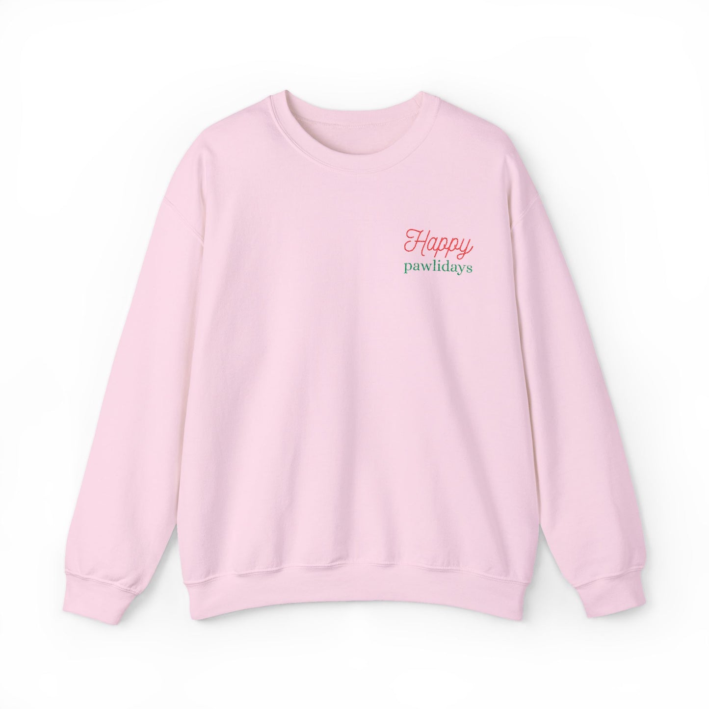 Crewneck Sweatshirt — 'Happy Paw-lidays' Cute Pet Holiday Graphic