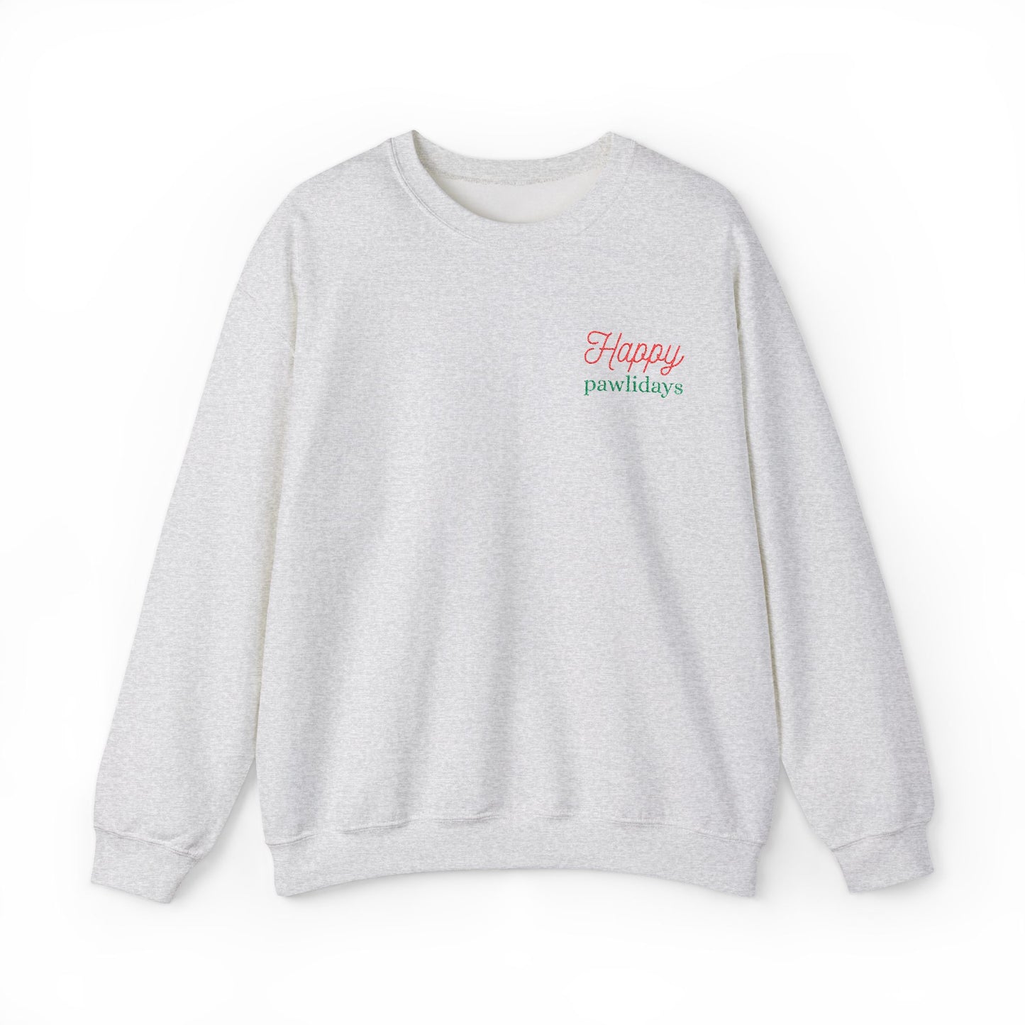 Crewneck Sweatshirt — 'Happy Paw-lidays' Cute Pet Holiday Graphic